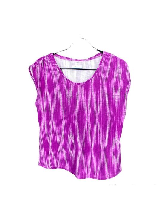 Columbia Tops - Columbia Women's Cap Sleeve Crew Neck T-Shirt Size Medium Purple Abstract Print
